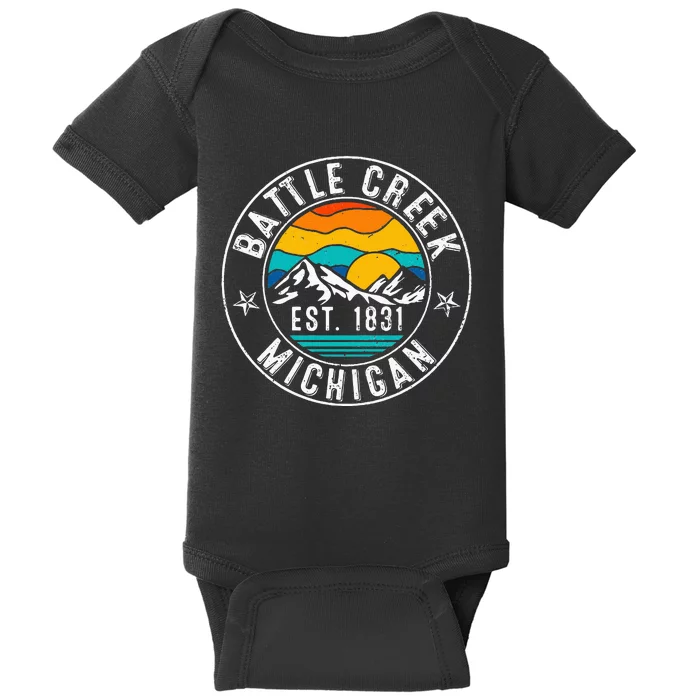 Retro 70s 80s Battle Creek Michigan MI Baby Bodysuit