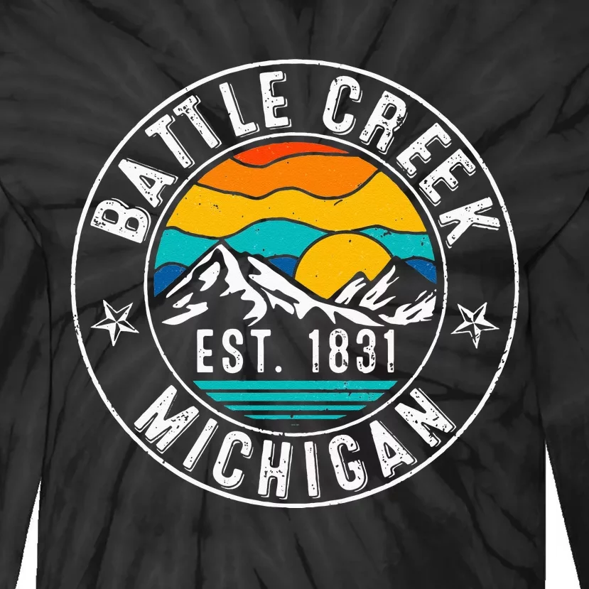 Retro 70s 80s Battle Creek Michigan MI Tie-Dye Long Sleeve Shirt