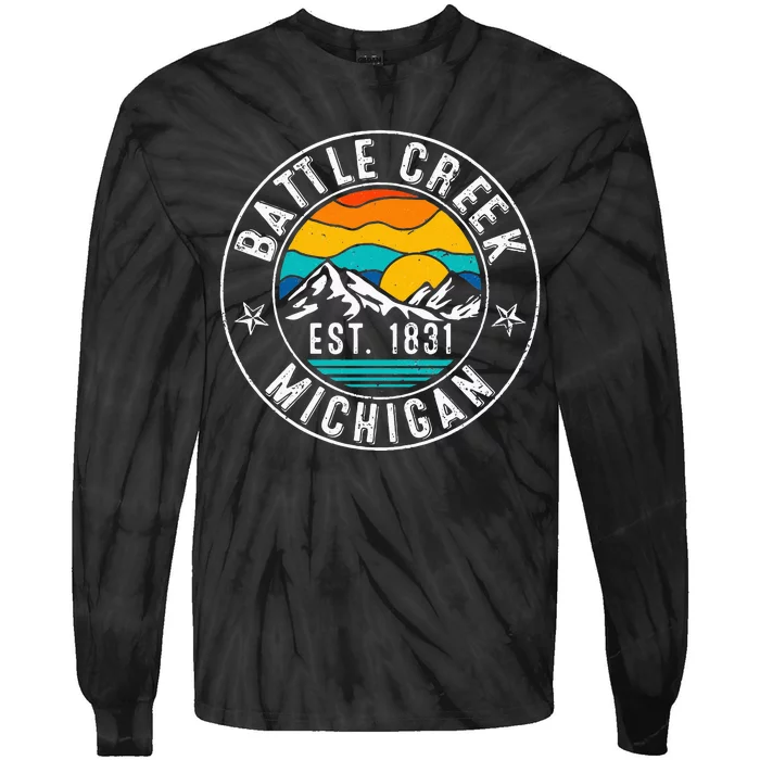 Retro 70s 80s Battle Creek Michigan MI Tie-Dye Long Sleeve Shirt