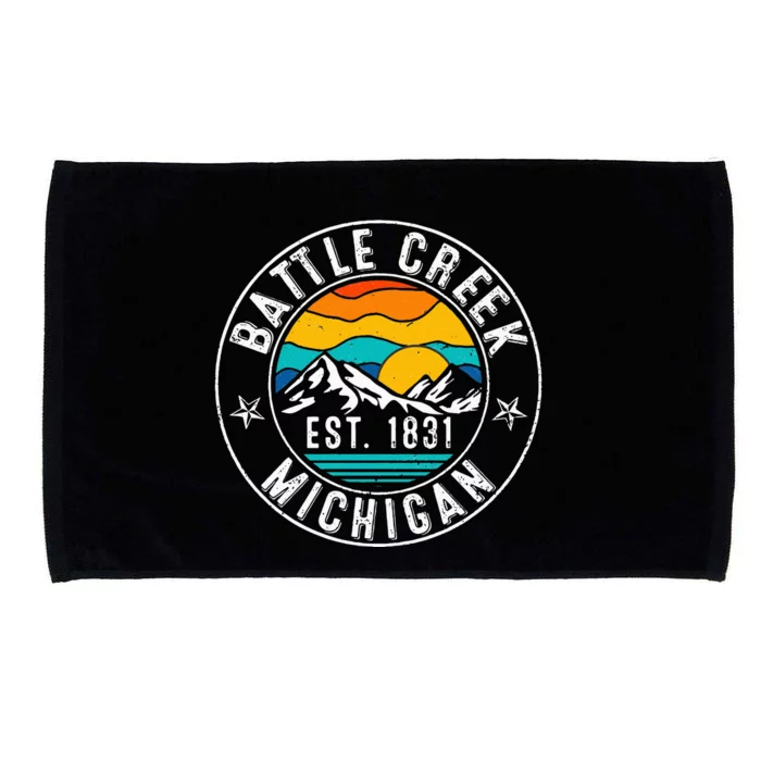 Retro 70s 80s Battle Creek Michigan MI Microfiber Hand Towel