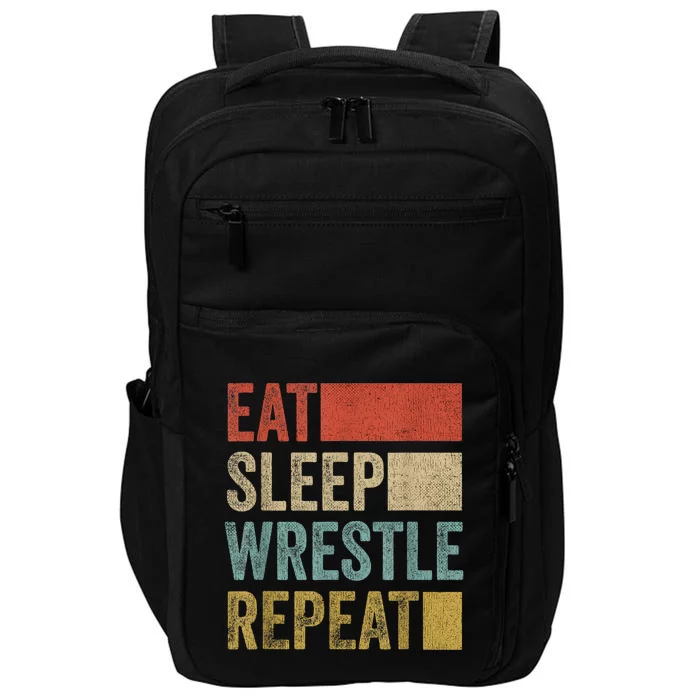 Retro 70s 80s Eat Sleep Wrestle Gear Vintage Wrestling Impact Tech Backpack