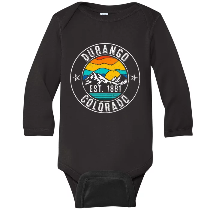 Retro 70s 80s Durango Colorado Co Baby Long Sleeve Bodysuit