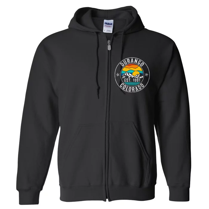 Retro 70s 80s Durango Colorado Co Full Zip Hoodie