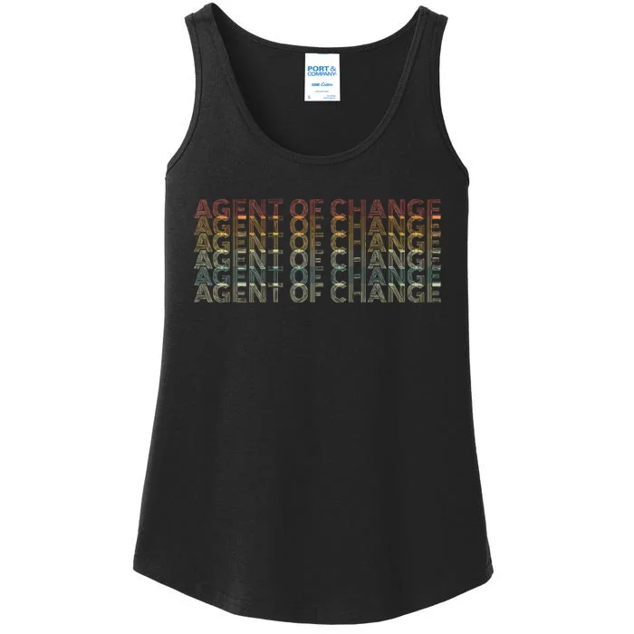 Retro 70s Agent Of Change Job Title Ladies Essential Tank