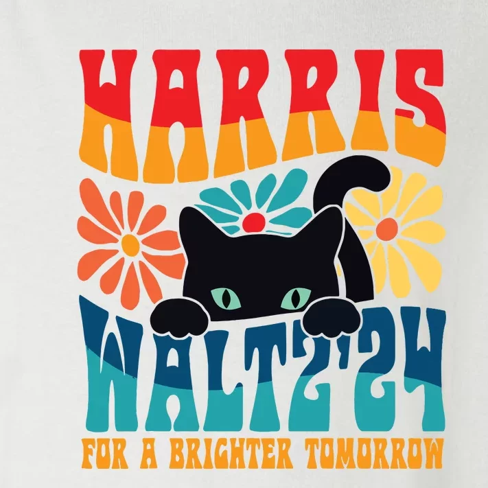 Retro 70s Cat Lady Harris Walz 2024 For A Brighter Tomorrow Toddler Long Sleeve Shirt