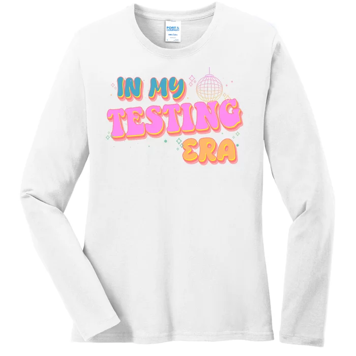 Retro 70's In My Testing Era School Test Time Ladies Long Sleeve Shirt