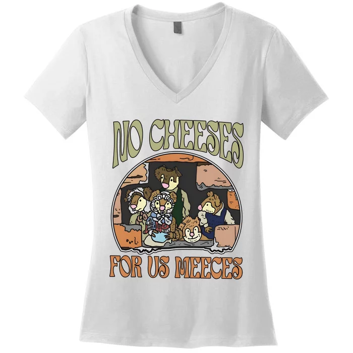 Retro 70s Muppet Christmas Carol Mice No Cheese For Us Meeces Women's V-Neck T-Shirt