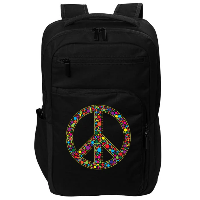 Retro 70's Polka Dot Peace Sign Impact Tech Backpack