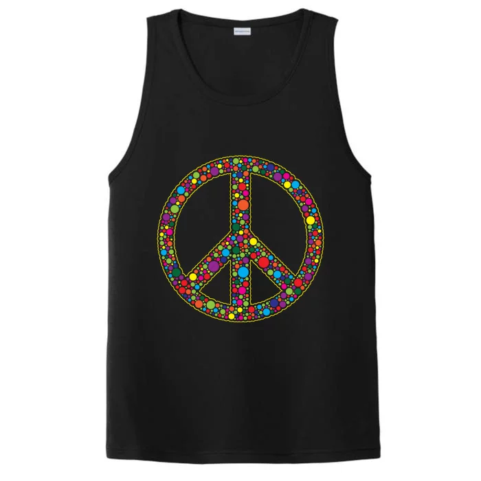 Retro 70's Polka Dot Peace Sign Performance Tank