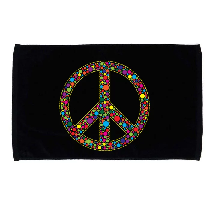 Retro 70's Polka Dot Peace Sign Microfiber Hand Towel