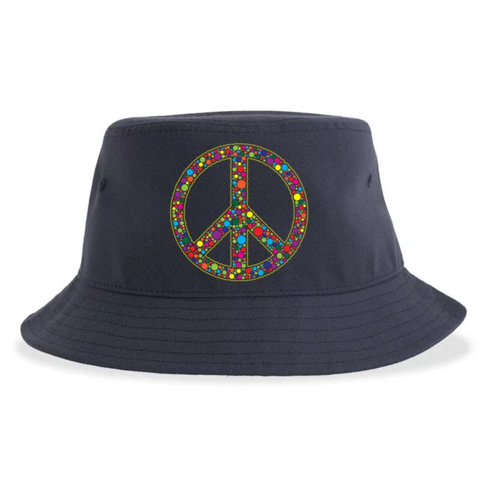 Retro 70's Polka Dot Peace Sign Sustainable Bucket Hat