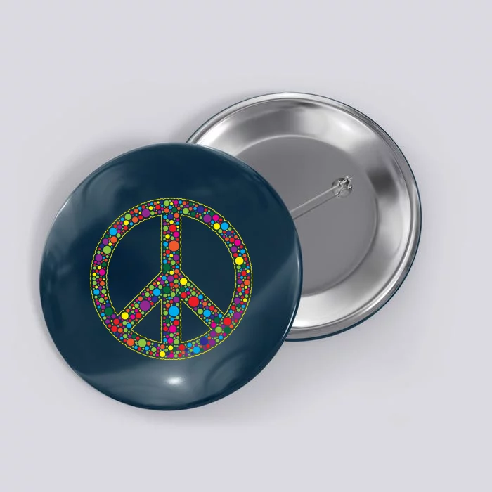 Retro 70's Polka Dot Peace Sign Button