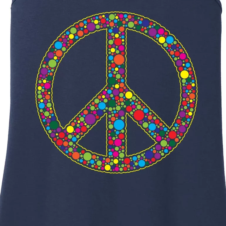 Retro 70's Polka Dot Peace Sign Ladies Essential Tank