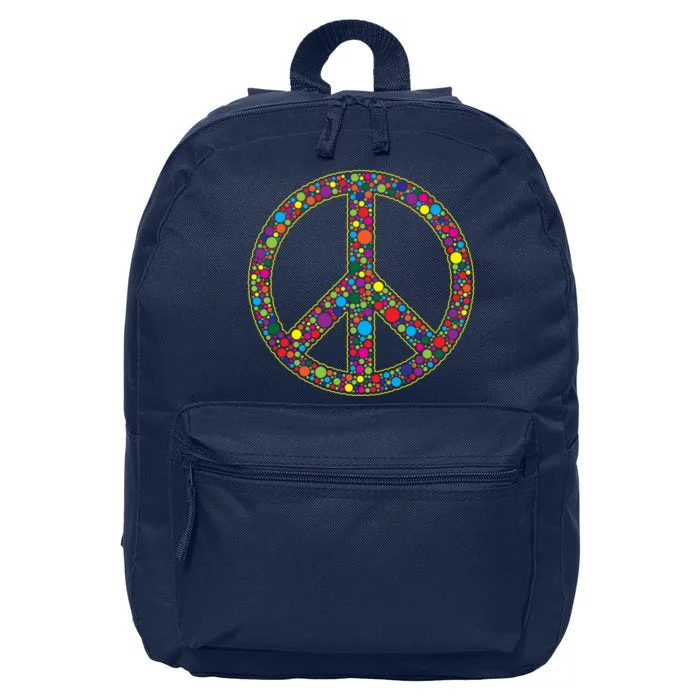 Retro 70's Polka Dot Peace Sign 16 in Basic Backpack