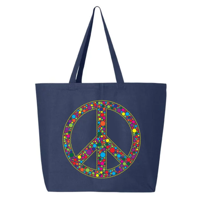 Retro 70's Polka Dot Peace Sign 25L Jumbo Tote