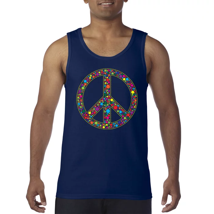 Retro 70's Polka Dot Peace Sign Tank Top