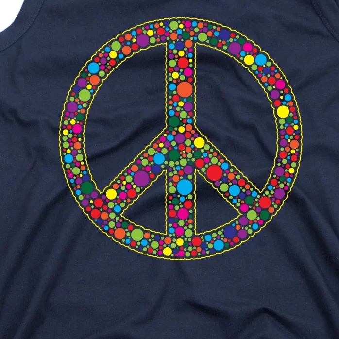 Retro 70's Polka Dot Peace Sign Tank Top