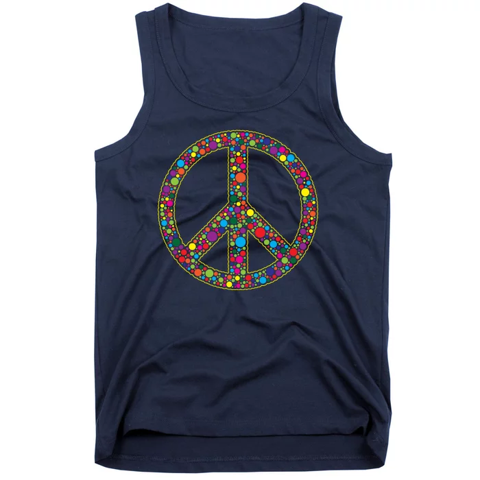 Retro 70's Polka Dot Peace Sign Tank Top