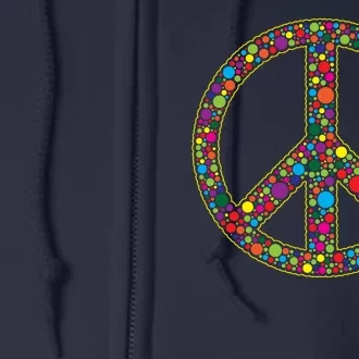 Retro 70's Polka Dot Peace Sign Full Zip Hoodie