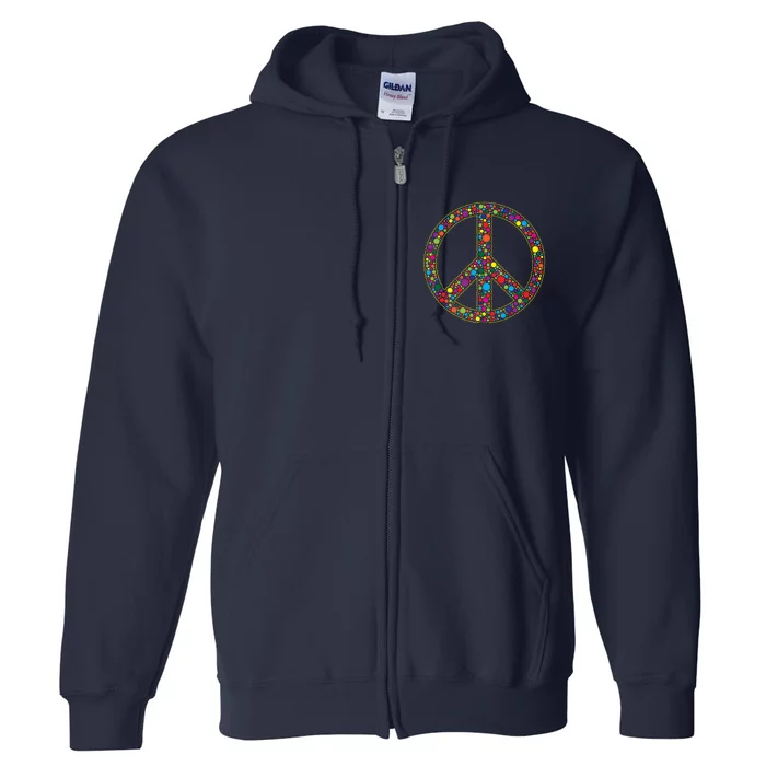 Retro 70's Polka Dot Peace Sign Full Zip Hoodie