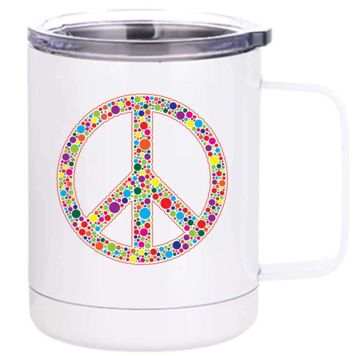 Retro 70's Polka Dot Peace Sign Front & Back 12oz Stainless Steel Tumbler Cup