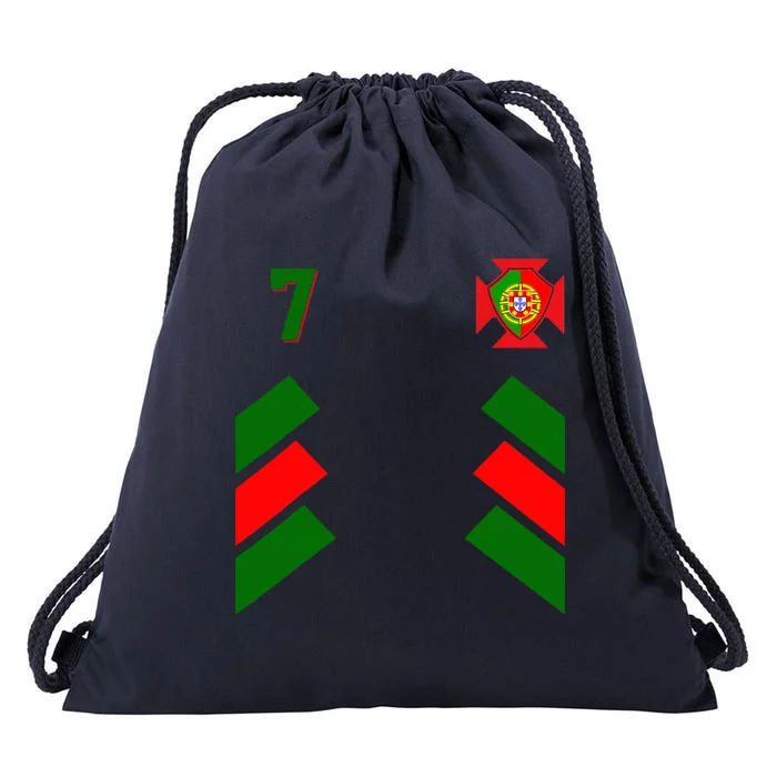 Retro 7 Portuguese Football Portugal Soccer Portugal Flag Drawstring Bag