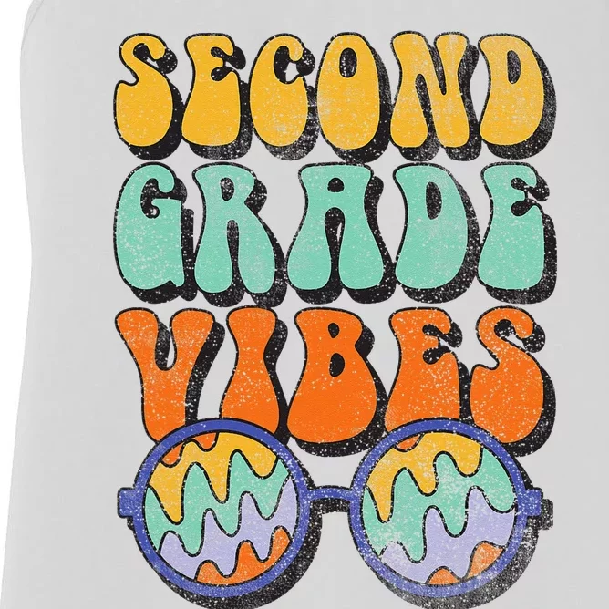 Retro 70s Second Grade Vibes Back To School Student Teacher Women's Racerback Tank