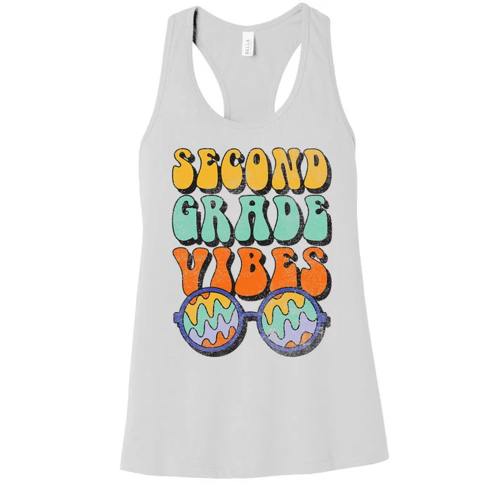 Retro 70s Second Grade Vibes Back To School Student Teacher Women's Racerback Tank