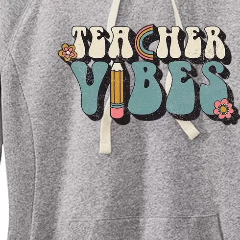 Retro 70s Teacher Vibes Back To School Teacher Women's Fleece Hoodie