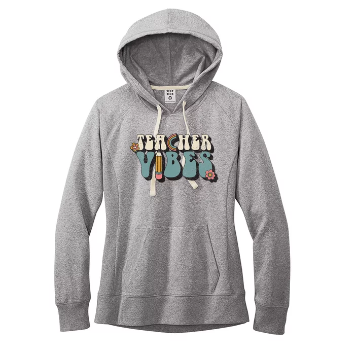 Retro 70s Teacher Vibes Back To School Teacher Women's Fleece Hoodie