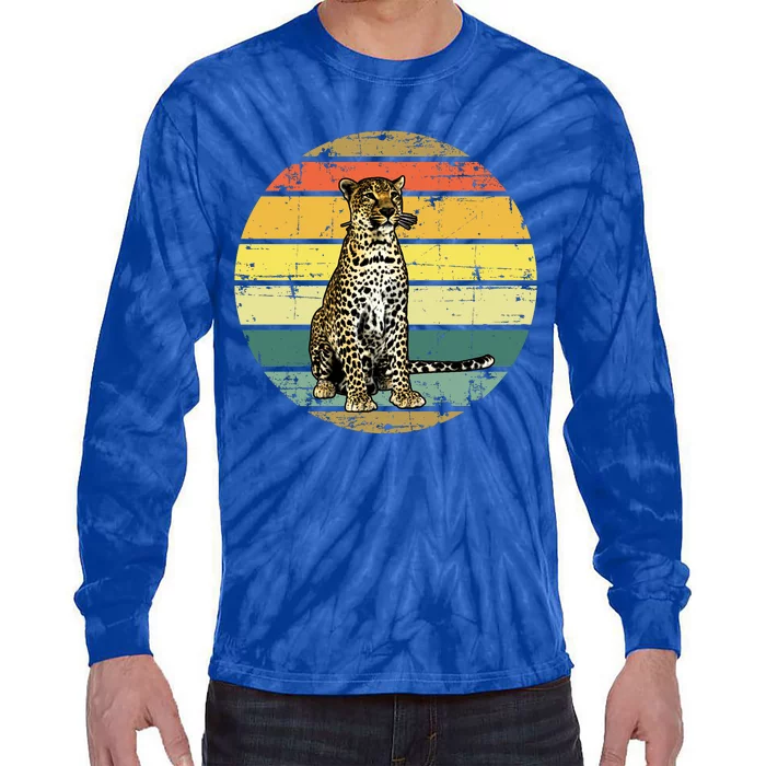 Retro 70s Vintage Cheetah Sunset Cheetah Animal Lover Great Gift Tie-Dye Long Sleeve Shirt