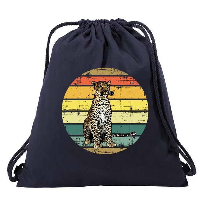 Retro 70s Vintage Cheetah Sunset Cheetah Animal Lover Great Gift Drawstring Bag