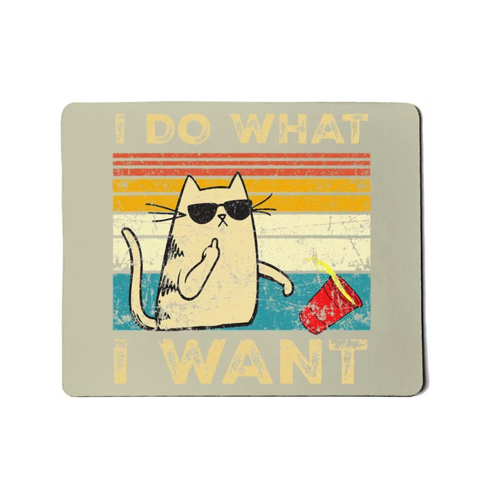 Retro 80s 90s Cat Lovers Gifts Funny I Do What I Want Cat Mousepad