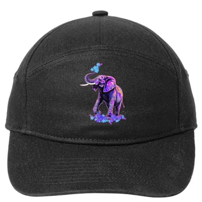 Retro 80s 90s synthwave Forget me not Elephant Trunk up 7-Panel Snapback Hat