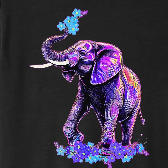 Retro 80s 90s synthwave Forget me not Elephant Trunk up ChromaSoft Performance T-Shirt