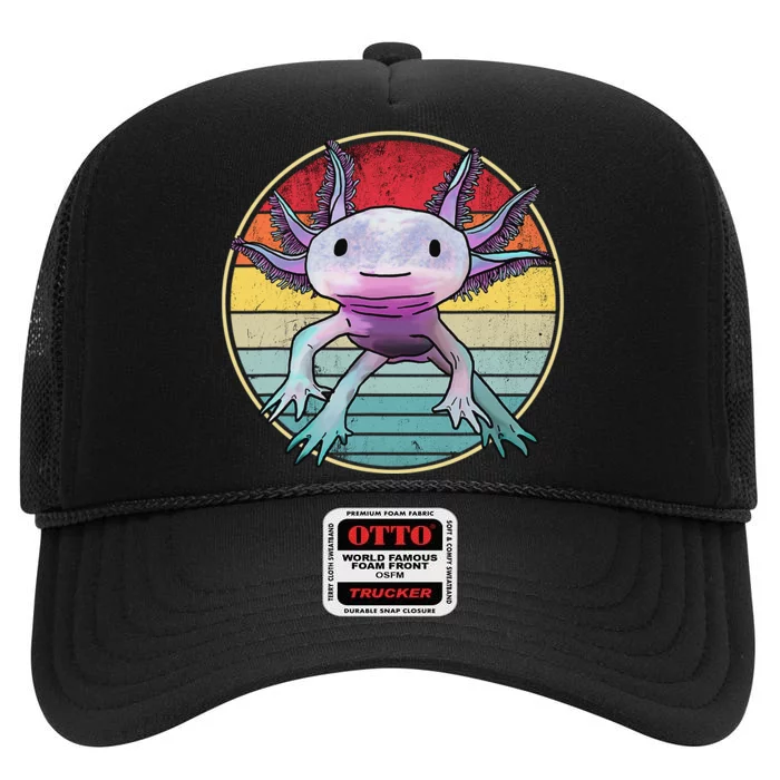 Retro 80s 90s axolotl shirt Cute Axolotl High Crown Mesh Trucker Hat