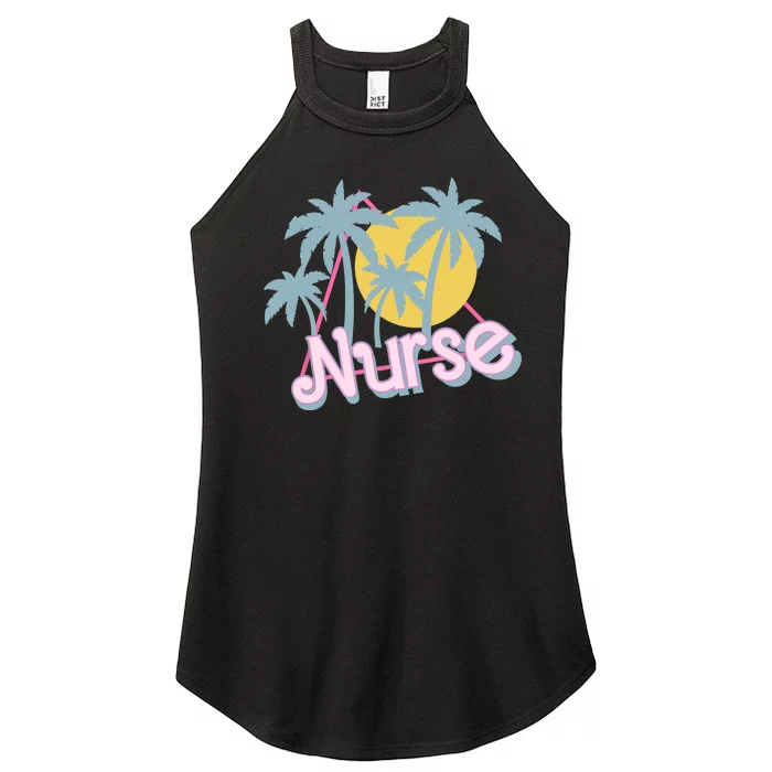 Retro 80s 90s Nurse Life Nursing School Camping Trendy Women’s Perfect Tri Rocker Tank