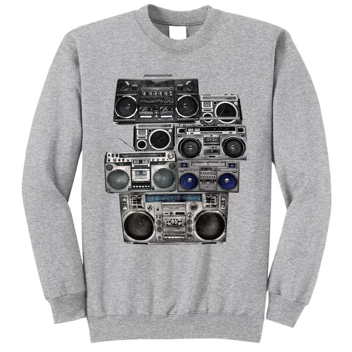 Retro 80s Boom Box Ghetto Blaster Radio Stack Tall Sweatshirt