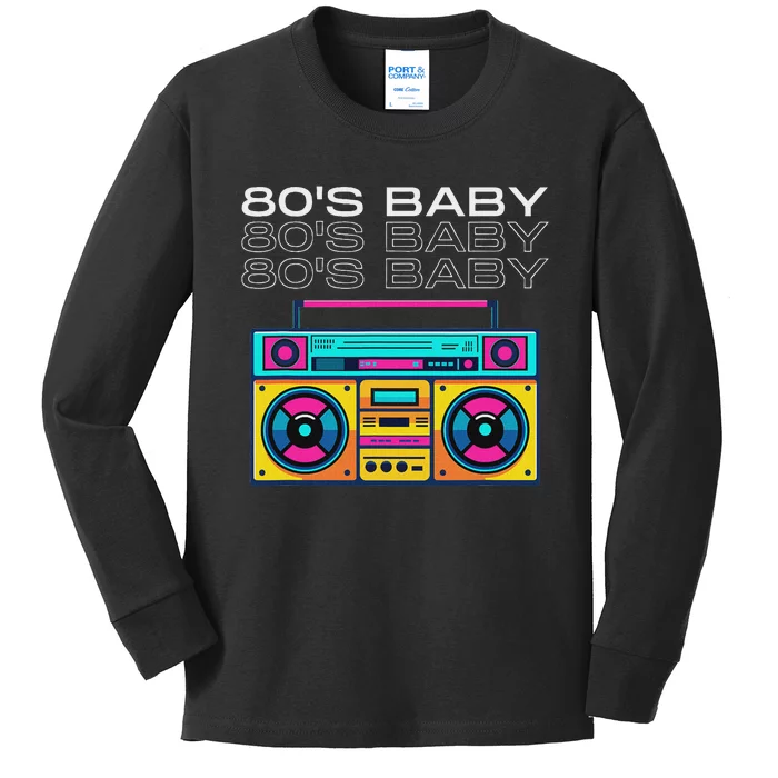 Retro 80S Baby Boombox Vintage Nostalgia Kids Long Sleeve Shirt