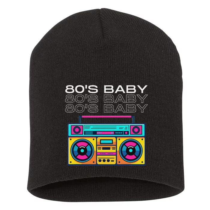 Retro 80S Baby Boombox Vintage Nostalgia Short Acrylic Beanie