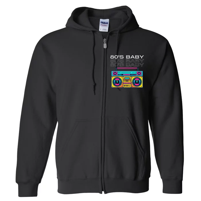 Retro 80S Baby Boombox Vintage Nostalgia Full Zip Hoodie