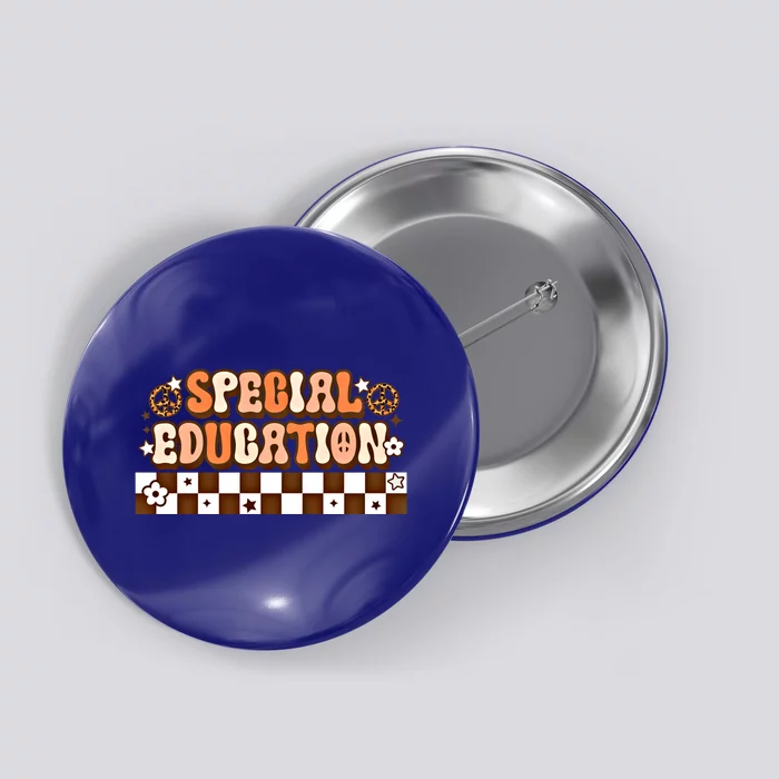 Retro 80s Boho Style Groovy Special Education Autism Teacher Gift Button