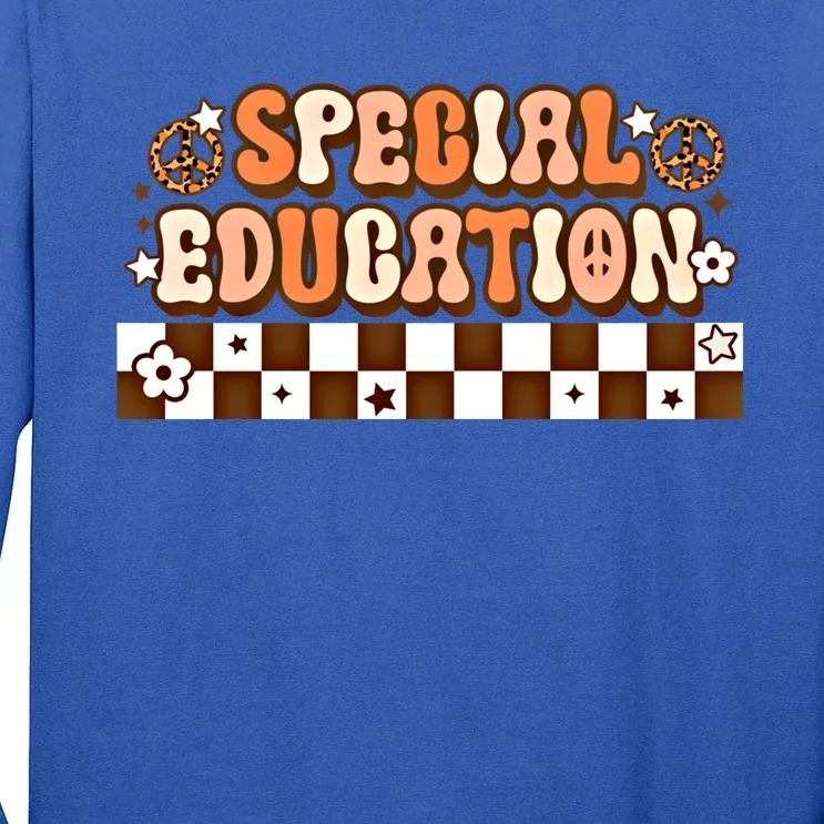 Retro 80s Boho Style Groovy Special Education Autism Teacher Gift Tall Long Sleeve T-Shirt