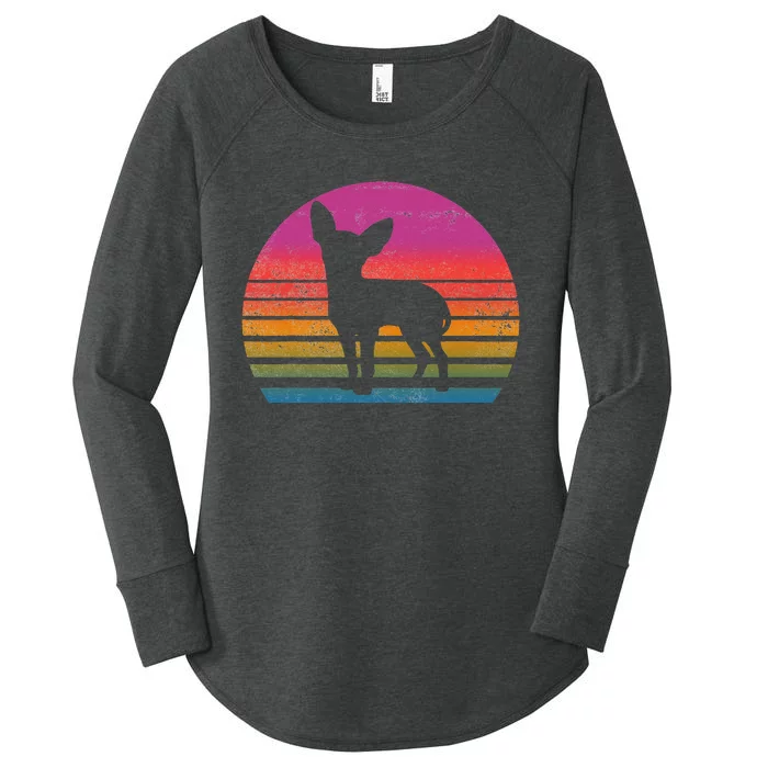 Retro 80's Chihuahua, Chihuahua Lover, Chihuahua Mom Women's Perfect Tri Tunic Long Sleeve Shirt