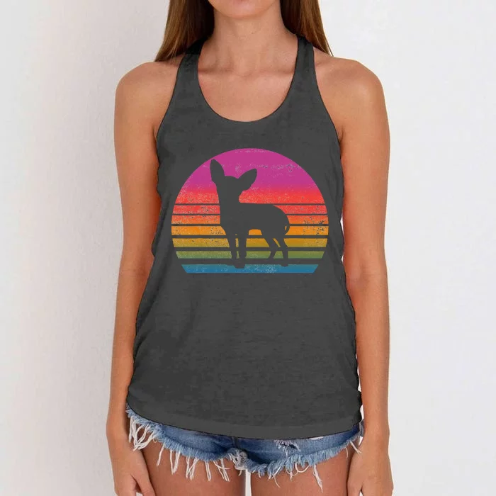 Retro 80's Chihuahua, Chihuahua Lover, Chihuahua Mom Women's Knotted Racerback Tank