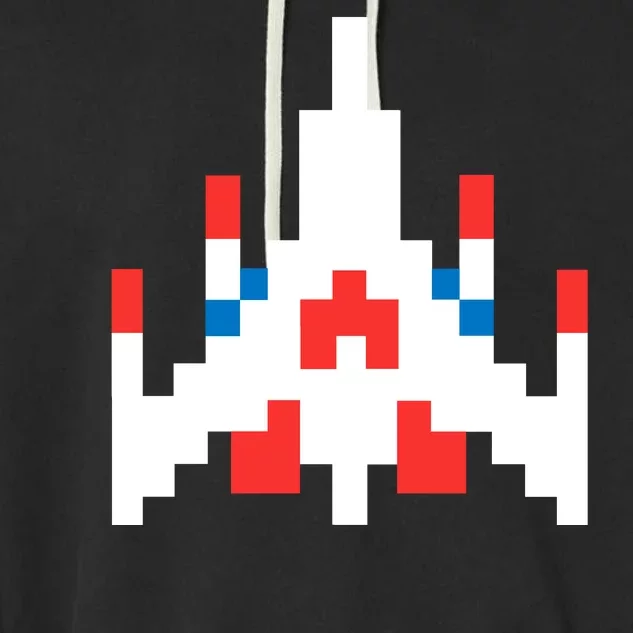 Retro 80's Computer Game Space Ship Garment-Dyed Fleece Hoodie