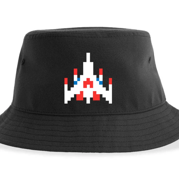 Retro 80's Computer Game Space Ship Sustainable Bucket Hat