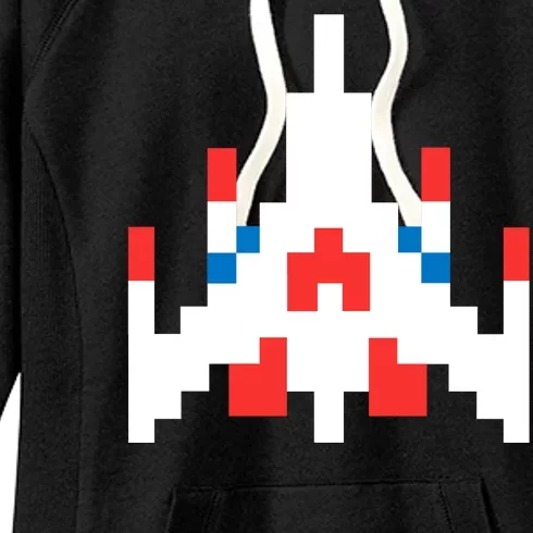 Retro 80's Computer Game Space Ship Women's Fleece Hoodie