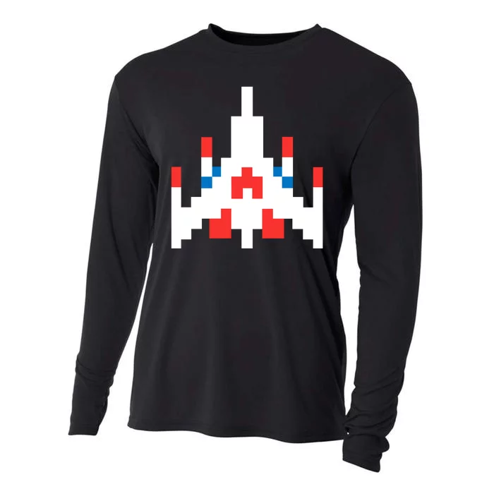 Retro 80's Computer Game Space Ship Cooling Performance Long Sleeve Crew