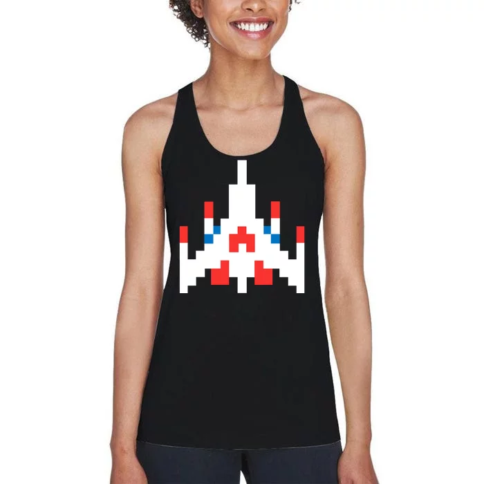 Retro 80's Computer Game Space Ship Women's Racerback Tank